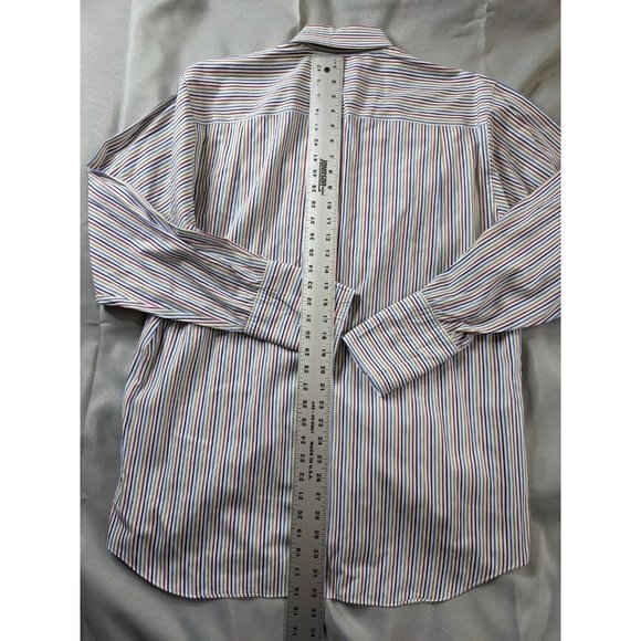 David Donahue Shirt Multicolor Striped Button Up Dress Mens Size 16.5 34/35 - Picture 7 of 9
